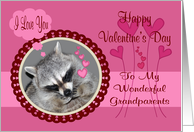 Valentine’s Day To Grandparents, Raccoon in heart frame card