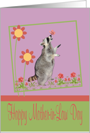 Mother-in-Law Day, general, Raccoon with a butterfly on his nose card