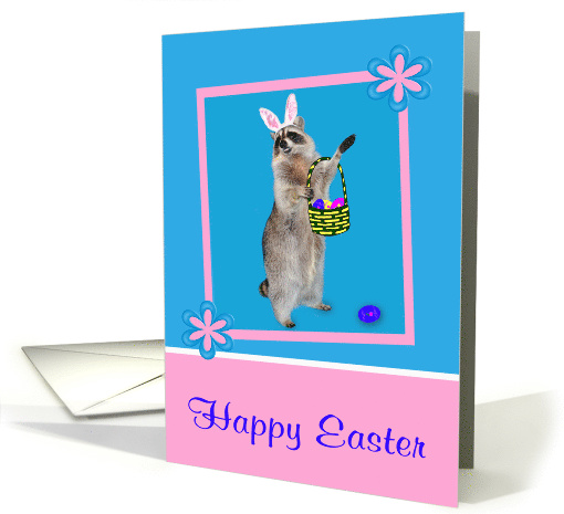 Easter, general, Raccoon with bunny ears, pink flower... (906932)