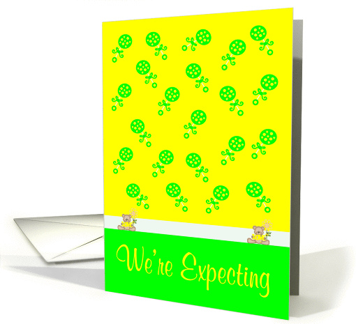 We're Expecting, Green rattles with a love bear card (907483)