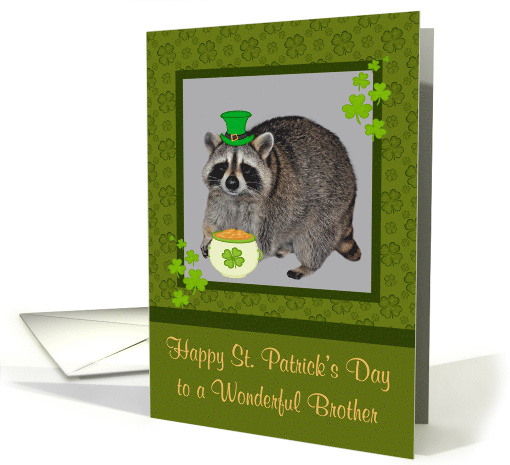 St. Patrick's Day to Brother, Raccoon wearing hat with a... (909155)