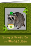 St. Patrick’s Day to Mother with a Raccoon Wearing a Hat and Gold card