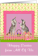 Easter from All Of Us, Raccoons with basket of eggs in pink frame card