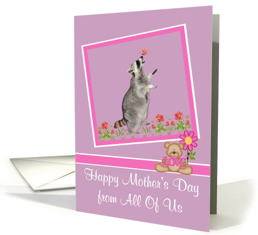 Mother's Day from All Of Us, Raccoon with a butterfly on his nose card