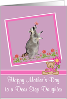 Mother’s Day To Step Daughter, Raccoon with a butterfly on his nose card