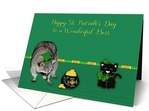 St. Patrick's Day to Boss, Raccoon wearing a hat with a... (912828)