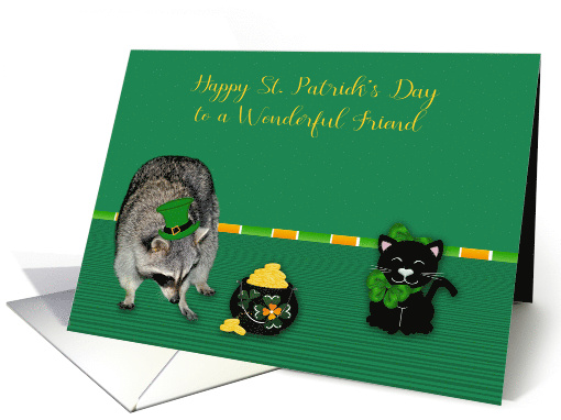 St. Patrick's Day to Friend, Raccoon wearing a hat with a... (912837)