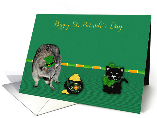 St. Patrick's Day, general, Raccoon wearing hat with a pot... (912842)