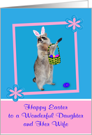 Easter to Daughter and Her Wife with a Raccoon Wearing Bunny Ears card