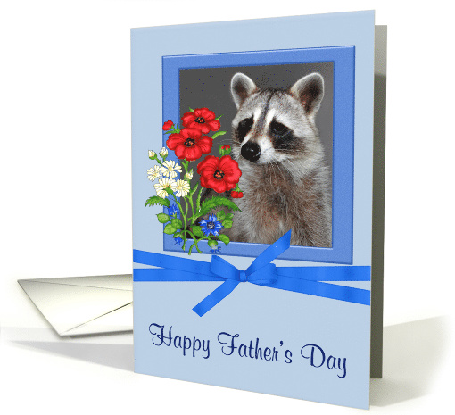 Father's Day, general, Raccoon in a blue bow frame with... (916279)