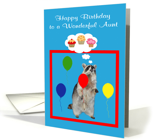 Birthday to Aunt, an adorable raccoon holding a balloon... (918075)
