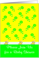 Invitations, Baby Shower, Gender neutral triplets, three love bears card
