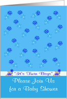 Invitations, Baby Shower, Twin Boys, love bears with blue rattles card