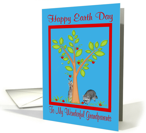 Earth Day To Grandparents, Raccoons next to apple tree in... (919875)