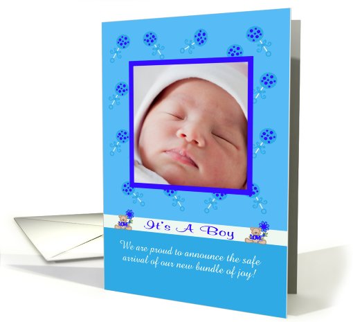 Birth Announcement Photo Card, It's A Boy card (920691)