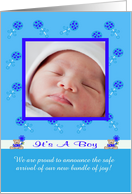 Birth Announcement Photo Card, It’s A Boy card