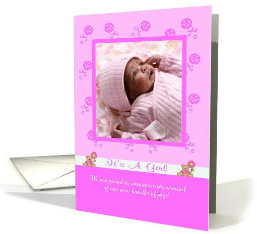 Birth Announcement Photo Card, It's A Girl card (920697)