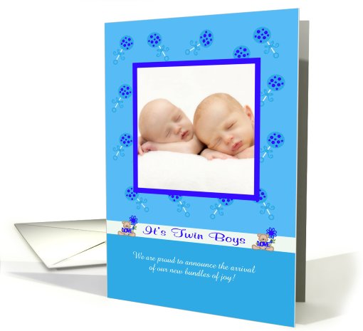 Birth Announcement Photo Card, It's Twin Boys card (920837)