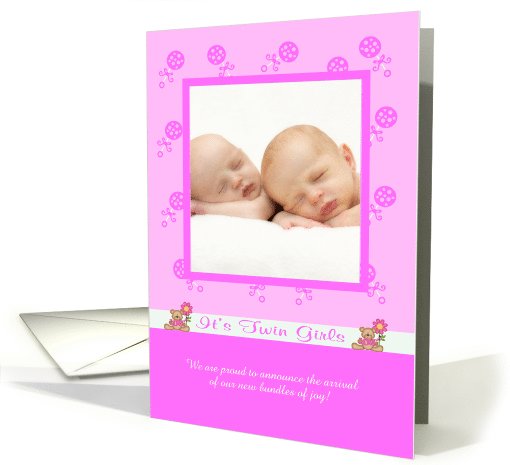 Birth Announcement Photo Card, It's Twin Girls card (920840)