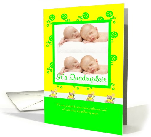 Birth Announcement Photo Card, It's Quadruplets, gender... (921424)