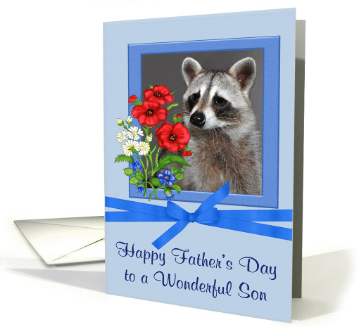 Father's Day To Son, Portrait of a raccoon in flower frame... (924733)