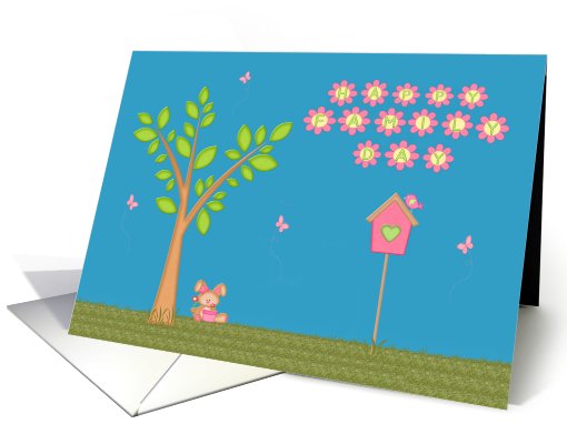 Family Day, Bunny holding a flower pot card (926779)