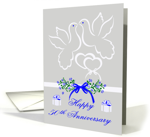 50th Anniversary with Beautiful White Doves Kissing Over... (926854)