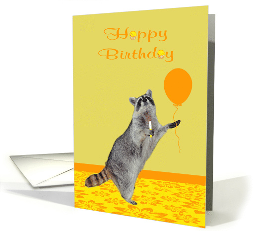 Birthday, general, Raccoon holding noise maker with an... (927861)