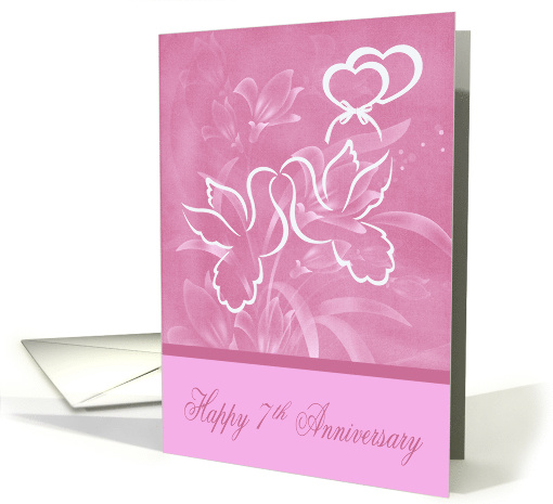7th Anniversary, beautiful doves kissing over joined... (928938)