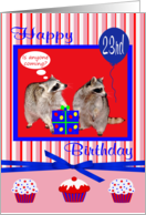 23rd Birthday, Raccoons with present card