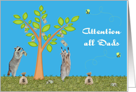 Father’s Day General, Raccoons with a Money Tree against a Blue Sky card