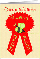 Congratulations On Second Place In A Spelling Bee, general, ribbon card