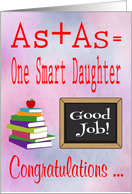 Congratulations Daughter For Getting Straight As, books, chalkboard card