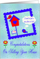 Congratulations On Selling Your House, cute birds with a bird house card