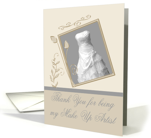 Thank You to Make Up Artist Wedding Gown in a Silver Fancy Frame card