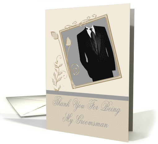 Thank You, Groomsman, general, Tuxedo in a fancy silver frame card