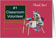 Thank You Class Volunteer, raccoon sitting at a school desk, apple card