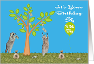 Birthday To Sister, Raccoons with a money tree card
