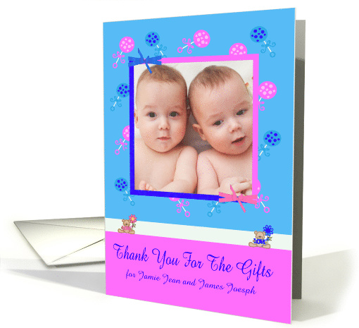Thank You for The Baby Gift Photo Card for Twin Boy And... (935981)