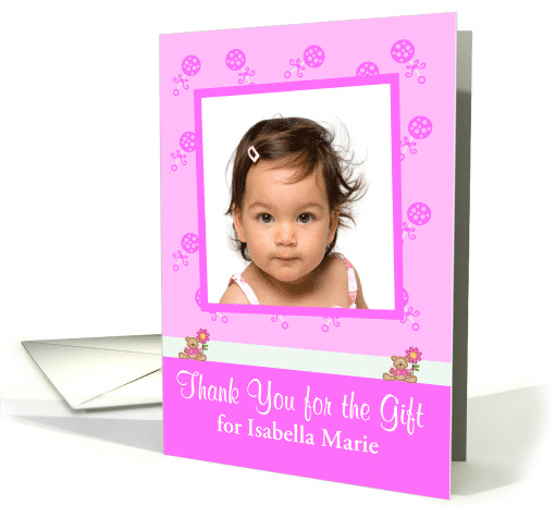 Thank You for the Baby Gift custom name photo card, Girl,... (935983)