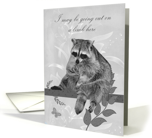 Marriage Proposal with a Beautiful Raccoon Sitting on a Tree Limb card
