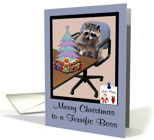 Christmas to Boss, general, business, raccoon in an office... (938628)