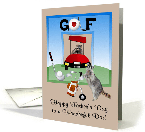 Father's Day to Dad, Raccoons golfing with golf cart and... (939148)