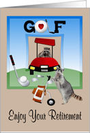 Congratulations, Retirement, general, adorable accoons in a golf scene card