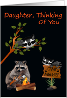 Thinking Of You Daughter At Summer Camp, raccoon with bonfire card