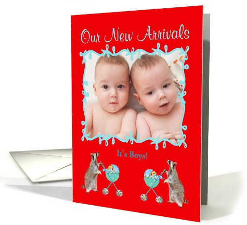 Twin Birth Announcement Photo Card, Boys card (940649)