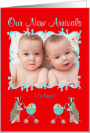 Twin Birth Announcement Photo Card, Boys card