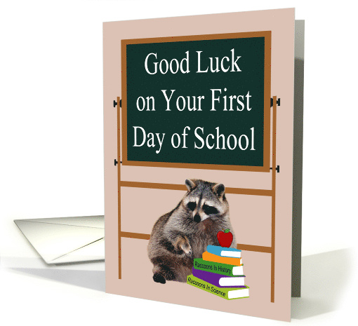Good Luck on First Day of School a Raccoon with Books and... (940709)