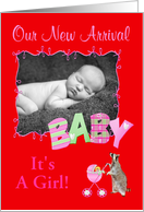 Birth Announcement Photo Card, Girl card