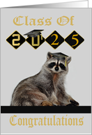 Congratulations on Graduation Custom Year 2025 Raccoon in a Black card